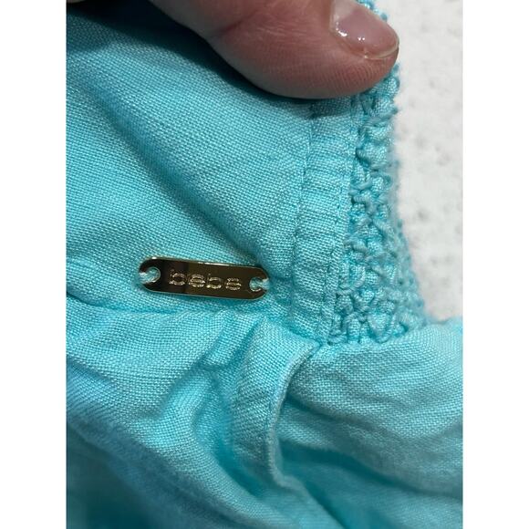 Bebe Women’s Size S/P Mini Shorts Linen Blend Ruched Waist Gold Hardware Y2K - Picture 2 of 9